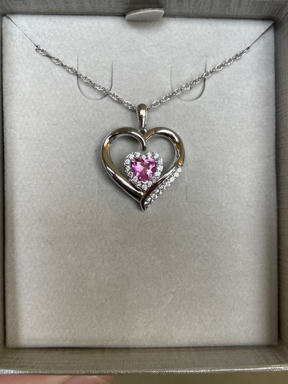 Zales Sterling Silver Sapphire Heart Necklace